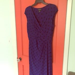 Ralph Lauren jersey knit surplice blue/black dots